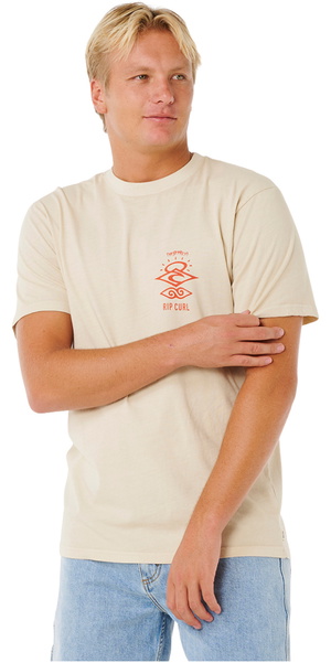2026 Rip Curl Hombres Camiseta Con Icono De Búsqueda 0X9MTE - Vintage White